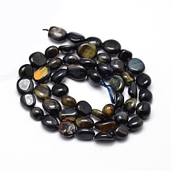 Tiger Eye Dyed Natural Tiger Eye Nuggets Beads Strands, Tumbled Stone, 5~10x6~7x3~7mm, hole: 1mm, about 14.9 inch~15.7 inch
