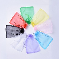 Mixed Color Solid Color Organza Bags, Wedding Favor Bags, Favour Bag, Mother's Day Bags, Rectangle, Mixed Color, 18x13cm, 40pcs/set
