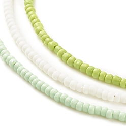 Vert Jaune 3 Ensemble de colliers de perles de rocaille en verre, collier empilable pour femme, vert jaune, 15.94~16.02 pouce (40.5~40.7 cm)