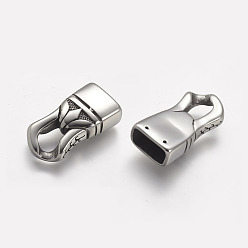Antique Silver 304 Stainless Steel Cord Ends, End Caps, For Leather Cord Bracelets Jewelry Making, Antique Silver, 28.5x14x7.5mm, Hole: 5x12mm