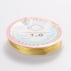 Gold Round Copper Jewelry Wire, Gold, 18 Gauge, 1mm, about 8.2 Feet(2.5m)/roll