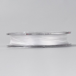 Blanc Fil élastique de perles extensible solide, chaîne de cristal élastique plat, blanc, 0.8mm, environ 10.93 yards (10m)/rouleau