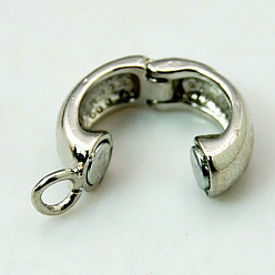 Platinum Brass Magnetic Clasps with Loops, Lead Free & Nickel Free, Oval Ring, Platinum, 19x13x6mm, Hole: 2.5mm