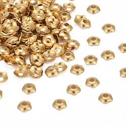 Golden Brass Bead Caps, Flower, Golden Color, Size: about 4mm in diameter, hole, 1.2mm