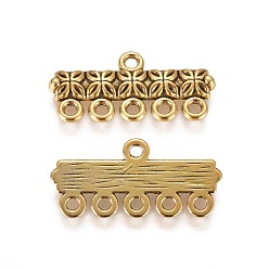 Antique Golden Tibetan Style Alloy Chandelier Components Links, 5-Strand Reducer Connector, Antique Golden, Lead Free and Cadmium Free, 12mm wide, 25mm long, hole: 1.5mm