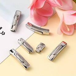 Stainless Steel Color 304 Stainless Steel Bayonet Clasps, Rectangle, Stainless Steel Color, 35.7x8.2x6mm, Hole: 6x4mm