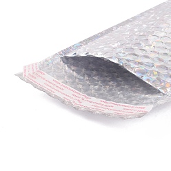 Серебро Мешки пакета лазерной пленки, пузырчатая почтовая программа, мягкие конверты, прямоугольные, серебряные, 24x15x0.6 см