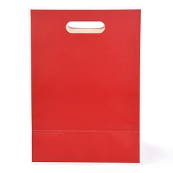 Красный Прямоугольные бумажные пакеты, перевернуть бумажный пакет, с ручкой и пластиковым окном, красные, 35x25x15 см