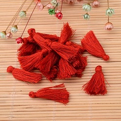Coral Cotton Thread Tassels Pendant Decorations, Coral, 25~31x5mm, about 39~47pcs/bag