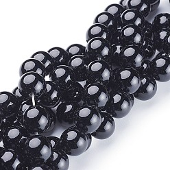 Black Onyx Natural Black Onyx Round Beads Strands, Grade A, Dyed, 12mm, Hole: 1.2mm, about 33pcs/strand, 15.5 inch