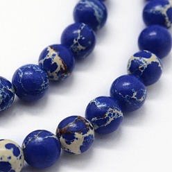 Medium Blue Synthetic Imperial Jasper Beads Strands, Dyed, Round, Medium Blue, 6mm, Hole: 0.8mm, about 63pcs/strand, 14.76 inch(37.5cm)