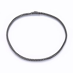 Antique Silver 304 Stainless Steel Wheat Chain Necklaces, Antique Silver, 24.02 inch(61cm), 6mm