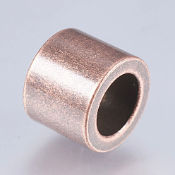 Red Copper 304 Stainless Steel Beads, Large Hole Beads, Column, Red Copper, 10x8mm, Hole: 6.5mm