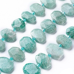 Amazonite Chapelets de perles amazonite naturelles  , facette, ovale, 17~22x11~18x6~8mm, Trou: 1.2mm, Environ 21~22 pcs/chapelet, 15.23 pouces ~ 15.35 pouces (38.7~39 cm)