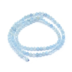 Aquamarine Natural Aquamarine Beads Strands, Round, Faceted, 4mm, Hole: 0.5mm, about 105pcs/strand, 15.35 inch(39cm)