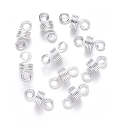 Silver Aluminum Hair Braid Dreadlock Beads, Dread Cuff Coil, Wire Hair Coil Cuffs, 5 Loops, Silver, 22~23x10mm, Hole: 4mm, 8mm Inner Diameter