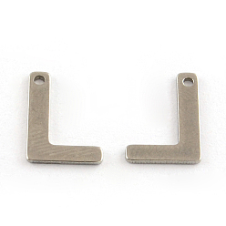 Letter L 201 Stainless Steel Letter Charms, Letter.L, 11x5.5~12x0.5mm, Hole: 1mm