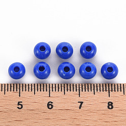 Bleu Perles acryliques opaques, ronde, bleu, 6x5mm, Trou: 1.8mm, environ4400 pcs / 500 g