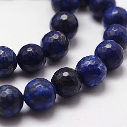 Lapis Lazuli Lapis-lazuli, brins de perles naturels , teint, facette, ronde, 8mm, Trou: 1mm, Environ 44 pcs/chapelet, 14.9 pouces ~ 15.1 pouces