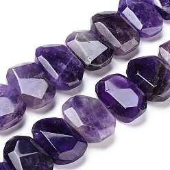 Amethyst Natural Amethyst Beads Strands, Faceted, Polygon, 12~16x18~21x6~8mm, Hole: 1.2mm, 6~8mm thick, about 13~14pcs/strand, 7.48 inch~7.87 inch(19~20cm)