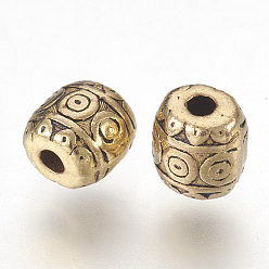Antique Golden Tibetan Style Alloy Beads, Cadmium Free & Nickel Free & Lead Free, Barrel, Antique Golden, 6x6mm, Hole: 1.6mm