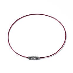 Purple Steel Wire Bracelet Cord DIY Jewelry Making, with Brass Screw Clasp, Purple, 225x1mm