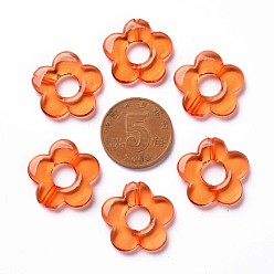 Темно-Оранжевый Прозрачные акриловые бусинки кадров, цветок, темно-оранжевый, 19x20x3.5 мм, отверстие : 1.6 мм, внутренний диаметр: 6.5 мм, Около 632 шт / 500 г