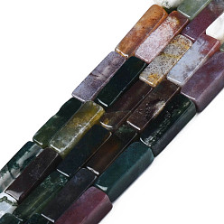 Indian Agate Natural Indian Agate Bead Strands, Cuboid, 13~14x4~5x4~5mm, Hole: 1mm, about 29~31pcs/strand, 15.3 inch