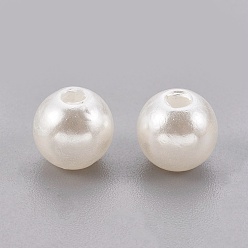 Dentelle Vieille Perles de nacre en plastique ABS, ronde, vieille dentelle, 7.5~8mm, trou: 2.3 mm, environ 2000 pcs / 500 g