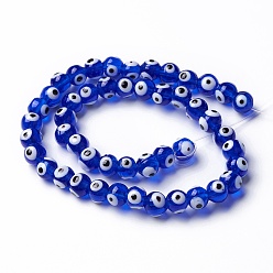 Bleu Perles lampwork, perles au chalumeau, faits à la main, mauvais œil, bleu, 8mm, Trou: 2mm