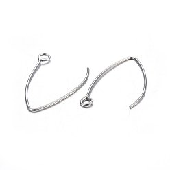 Stainless Steel Color 304 Stainless Steel Earring Hooks, Ear Wire, with Horizontal Loop, Stainless Steel Color, 30x18x0.8mm, 20 Gauge, Hole: 2.2~2.5mm
