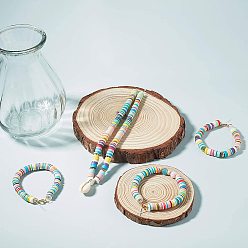 Medium Aquamarine Handmade Polymer Clay Beads, Disc/Flat Round, Heishi Beads, Medium Aquamarine, 3x1mm, Hole: 1mm, about 380~400pcs/strand, 17.7 inch