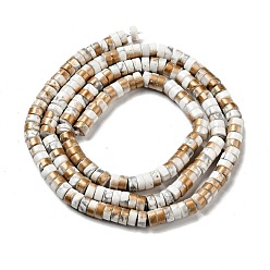 Or Brins de perles d'howlite naturelle galvanisées, demi-plaqué, plat rond, or, 4x1.5~2mm, Trou: 1mm, Environ 194~199 pcs/chapelet, 15.35'' (39 cm)