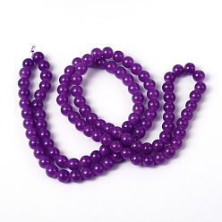 Dark Violet Imitation Jade Glass Beads Strands, Spray Painted, Round, Dark Violet, 8mm, Hole: 1.3~1.6mm, about 100pcs/strand, 31.4 inch