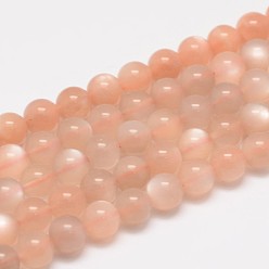 PeachPuff Natural Sunstone Beads Strands, Grade A, Round, PeachPuff, 6mm, Hole: 0.8mm, about 64pcs/strand