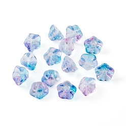Deep Sky Blue Electroplate Glass Beads, Trumpet Flower, Deep Sky Blue, 8.5x8x5.5mm, Hole: 1mm