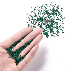 Teal 11/0 Grade A Round Glass Seed Beads, Baking Paint, Teal, 2.3x1.5mm, Hole: 1mm, about 48500pcs/pound