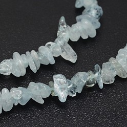 Aquamarine Chips Natural Aquamarine Beads Strands, 3~8x3~12x3~5mm, Hole: 1mm, about 16 inch