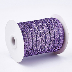 Pourpre Moyen Ruban scintillant scintillant, ruban de polyester et nylon, support violet, 3/8 pouce (9.5~10 mm), environ 50 yards / rouleau (45.72 m / rouleau)