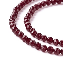 Rouge Foncé Chapelets de perles en verre transparentes  , facette, ronde, rouge foncé, 3mm, Trou: 0.8mm, Environ 127~139 pcs/chapelet, 14.09~14.53 pouce (35.8~36.9 cm)