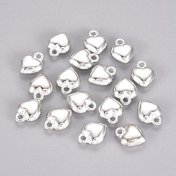 Silver Tibetan Style Alloy Pendants, Lead Free and Cadmium Free, Heart, 11.5x9x4.5mm, Hole: 1.5mm