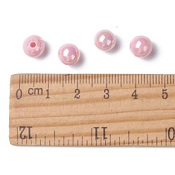 Pearl Pink Opaque Acrylic Beads, AB Color Plated, Round, Pearl Pink, 8x7mm, Hole: 2mm, about 1745pcs/500g
