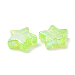 Green Yellow Eco-Friendly Transparent Acrylic Beads, Star, AB Color, Green Yellow, 10x4mm, Hole: 1.5mm, about 2250pcs/500g