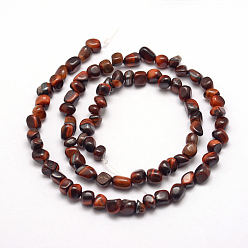 Tiger Eye Natural Red Tiger Eye Beads Strands, Nuggets, Dyed & Heated, 3~5x3~5x3~8mm, Hole: 1mm, about 85~90pcs/strand, 15.7 inch(40cm)