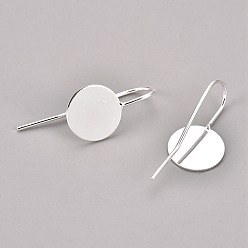 Серебро Латунные крючки для сережек, без никеля , серебряные, лоток : 10 мм, 24x10x0.5 мм, 21 датчик, штифты : 0.7 мм