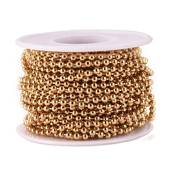 Golden Vacuum Plating 304 Stainless Steel Ball Chains, with Spool, Golden, 3mm, about 32.8 Feet(10m)/roll