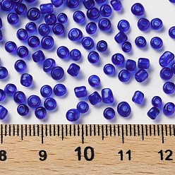 Синий Бисер из стекла , прозрачный, круглые, синие, 8/0, 3 мм, Отверстие: 1 мм, о 10000 бисер / фунт