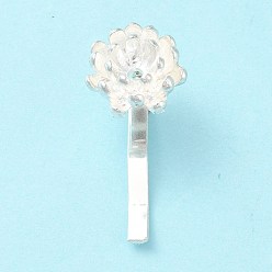 Silver Alloy Hair Findings, Pony Hook, Ponytail Decoration Accessories, with Tary, Flower, Silver, 38x18x17mm, Tray: 2.5mm