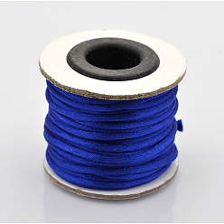 Blue Macrame Rattail Chinese Knot Making Cords Round Nylon Braided String Threads, Satin Cord, Blue, 2mm, about 10.93 yards(10m)/roll