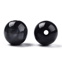 Noir Perles en résine, pierre d'imitation, ronde, noir, 12mm, Trou: 2mm